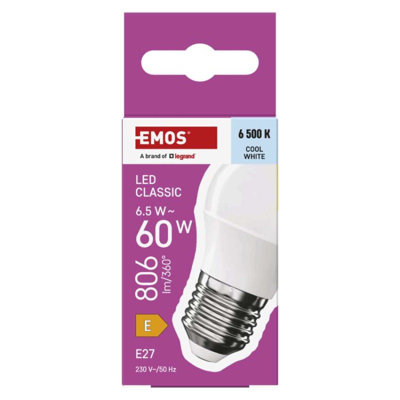 LED žárovka Classic Mini Globe / E27 / 6,5 W (60 W) / 806 lm / studená bílá