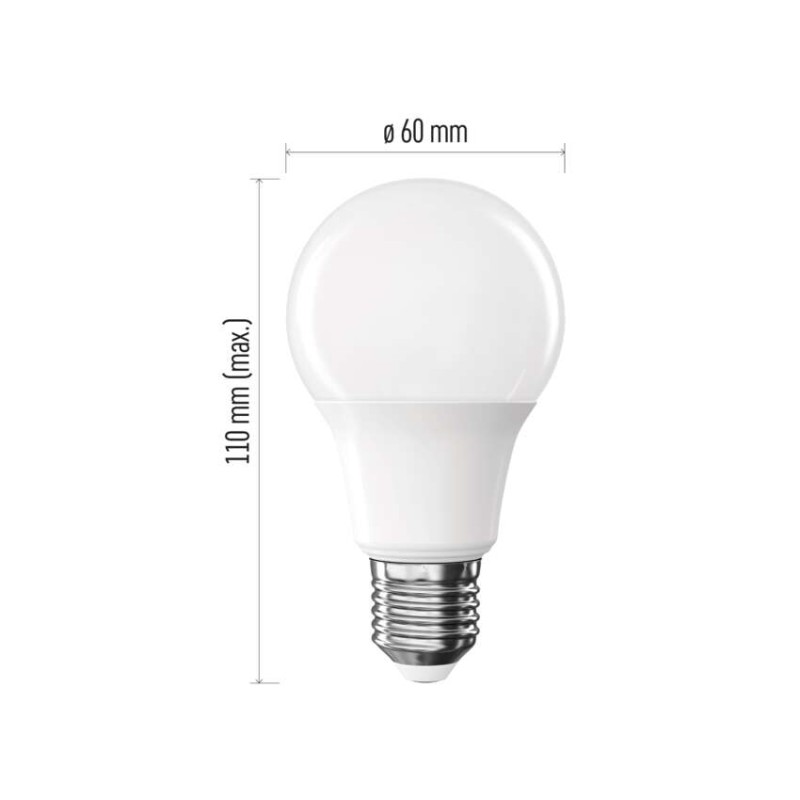LED žárovka Basic A60 / E27 / 9,4 W (60 W) / 806 lm / teplá bílá