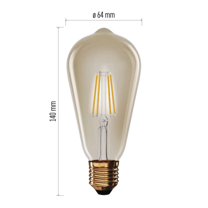 LED žárovka Vintage ST64 / E27 / 4,5 W (40 W) / 420 lm / teplá bílá