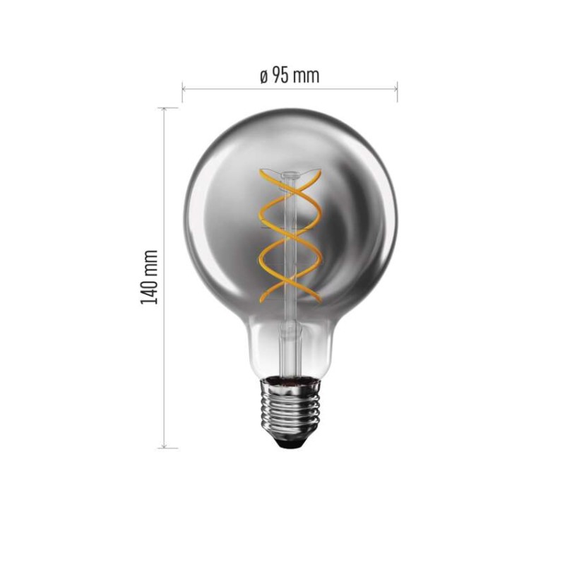 LED žárovka DECO SMOKED G95 / E27 / 4,5 W (19 W) / 180 lm / flame