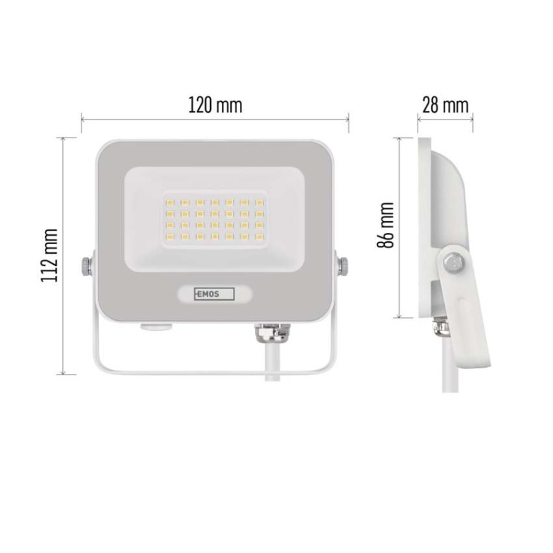 LED reflektor GLARO 20W, bílý, IP65, 2000 lm, neutrální bílá