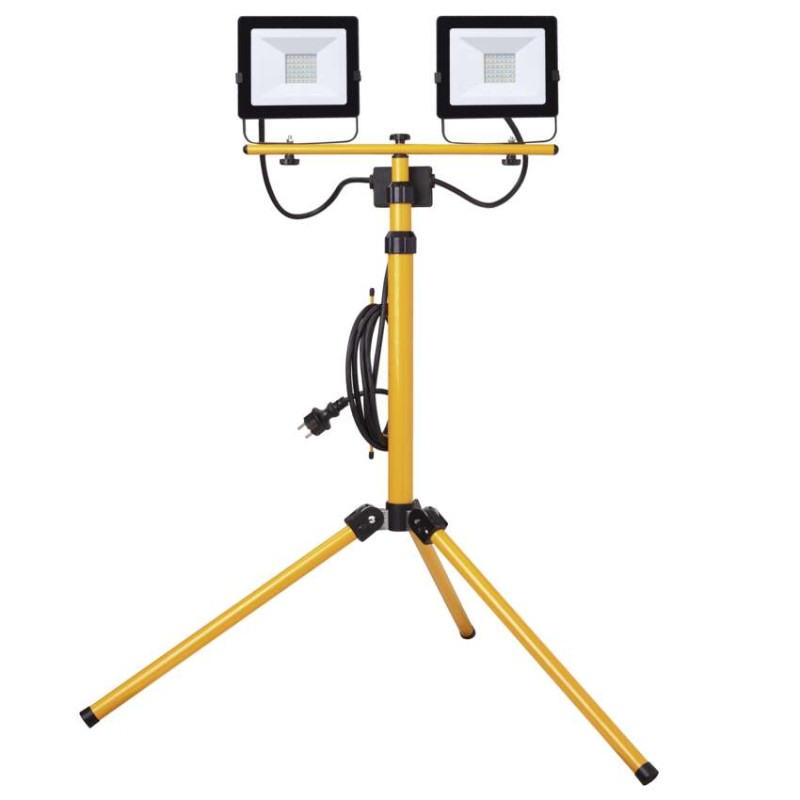 LED reflektor HOBBY SLIM, 2× 30W + trojnožka, žlutý, neutrální bílá