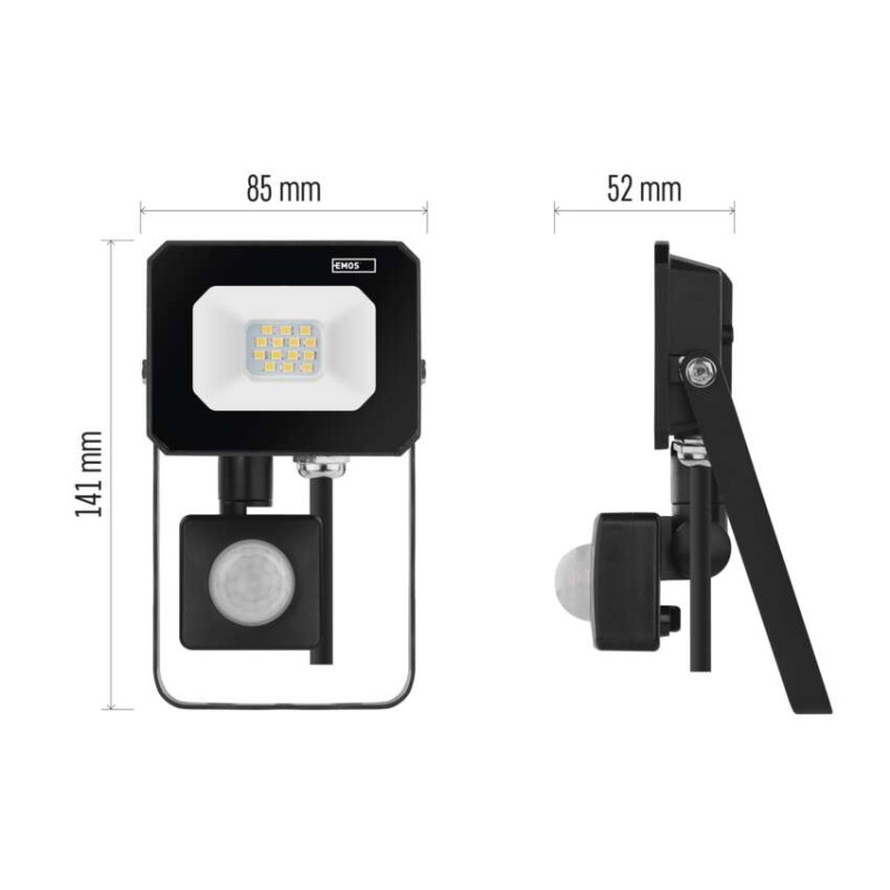 LED reflektor SIMPO s pohybovým čidlem, 10 W, černý, neutrální bílá