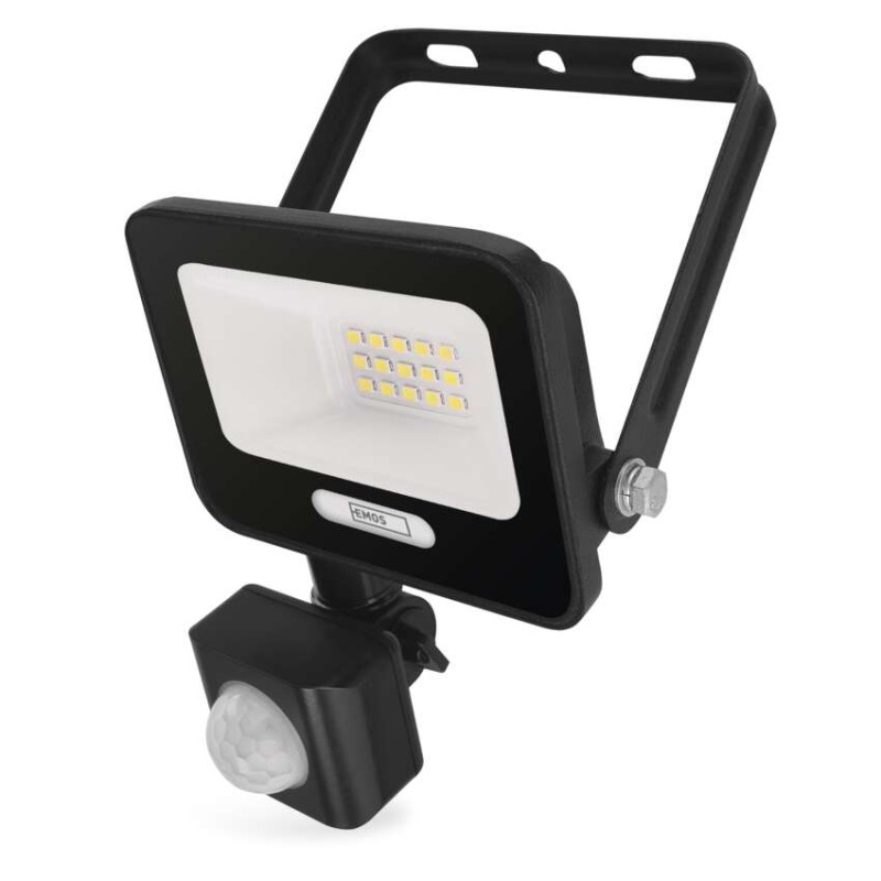 LED reflektor GLARO s pohybovým čidlem, 10 W, černý, IP54, 1000 lm, neutrální bílá