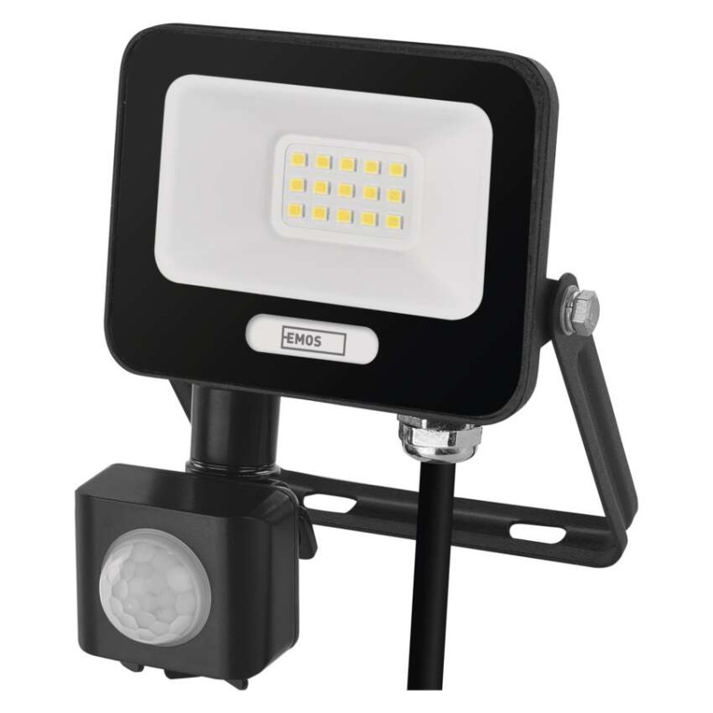 LED reflektor GLARO s pohybovým čidlem, 10 W, černý, IP54, 1000 lm, neutrální bílá