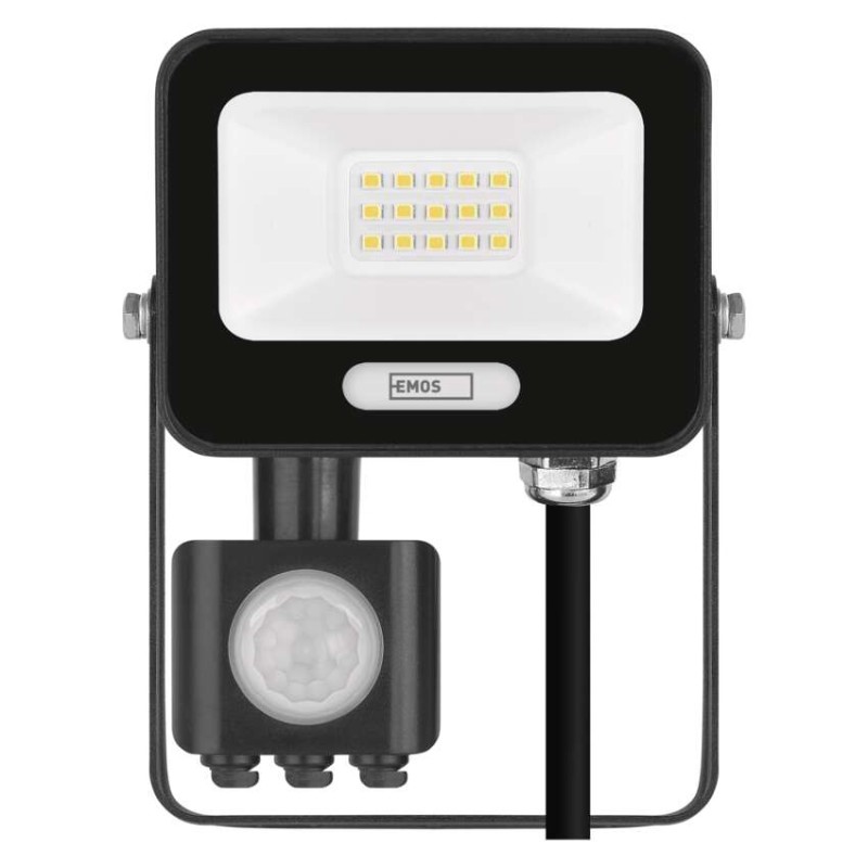 LED reflektor GLARO s pohybovým čidlem, 10 W, černý, IP54, 1000 lm, neutrální bílá