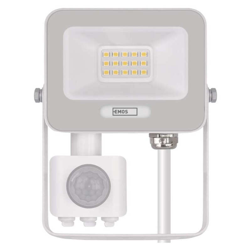 LED reflektor GLARO s pohybovým čidlem, 10 W, bílý, IP54, 1000 lm, neutrální bílá