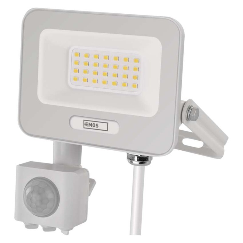 LED reflektor GLARO s pohybovým čidlem, 20 W, bílý, IP54, 2000 lm, neutrální bílá