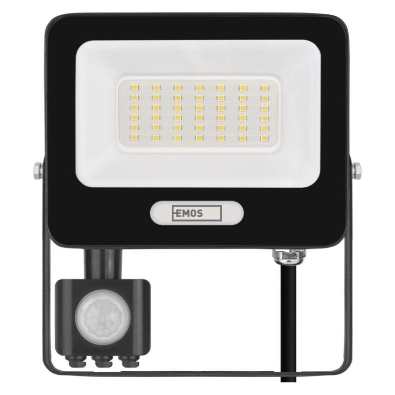 LED reflektor GLARO s pohybovým čidlem, 30 W, černý, IP54, 3000 lm, neutrální bílá