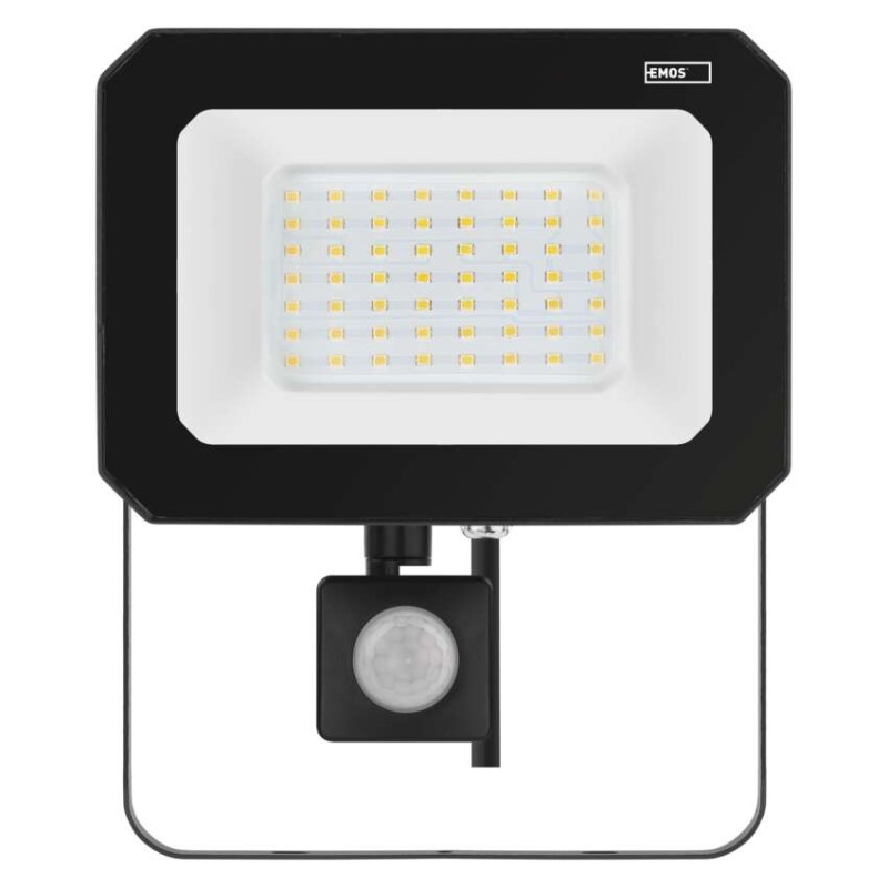 LED reflektor SIMPO s pohybovým čidlem, 50 W, černý, neutrální bílá