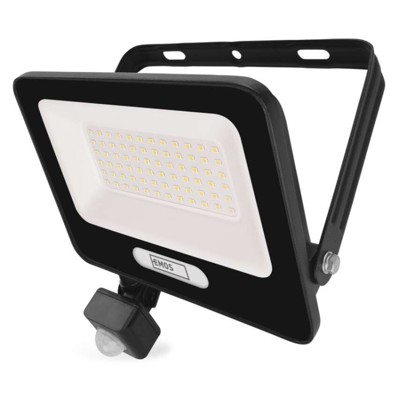 LED reflektor GLARO s pohybovým čidlem, 50 W, černý, IP54, 5000 lm, neutrální bílá