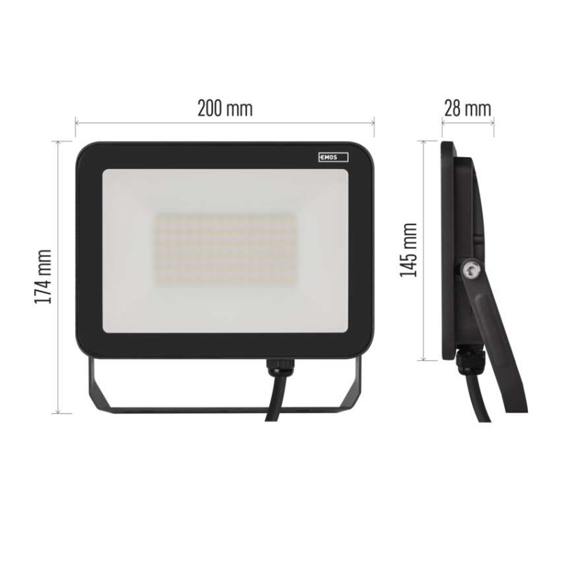 LED reflektor INOVO 50W, antracit,  neutrální bílá