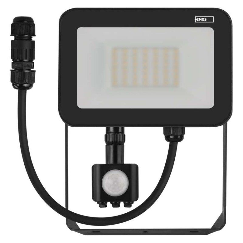 LED reflektor INOVO s pohybovým čidlem, 30W, antracit,  neutrální bílá