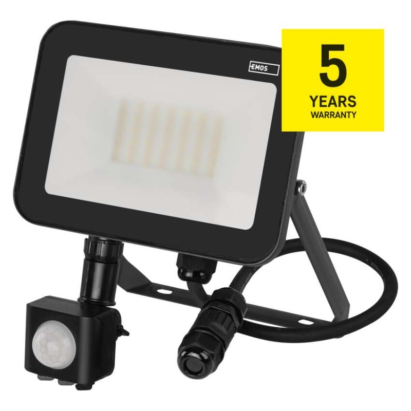 LED reflektor INOVO s pohybovým čidlem, 30W, antracit,  neutrální bílá