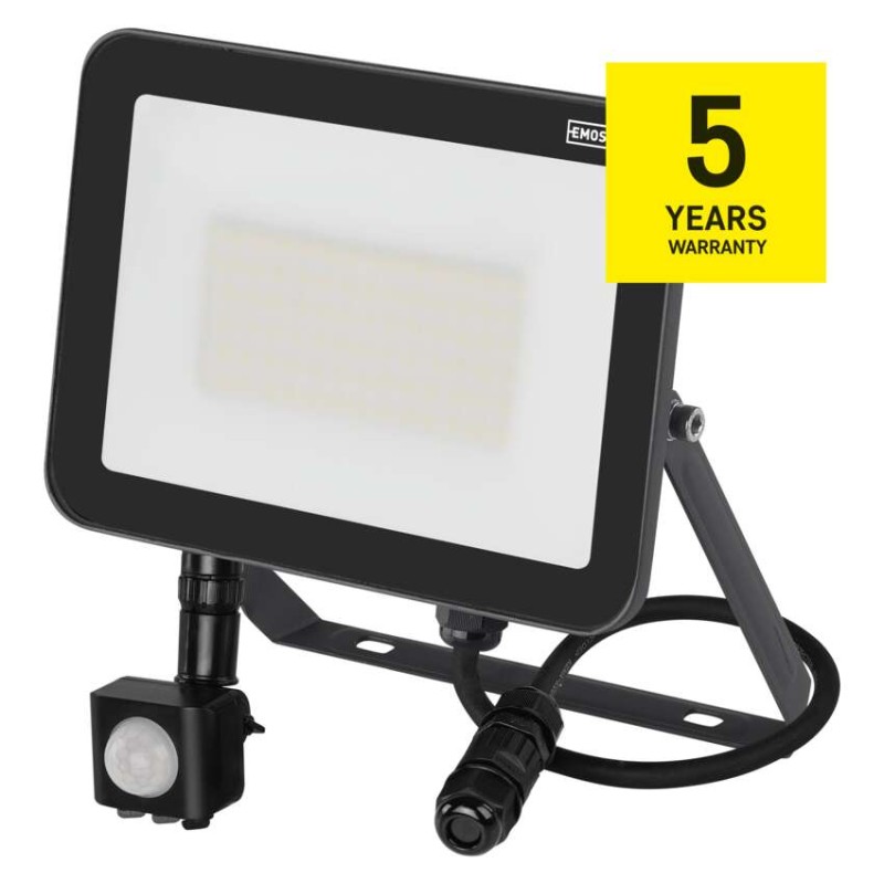 LED reflektor INOVO s pohybovým čidlem, 50W, antracit,  neutrální bílá