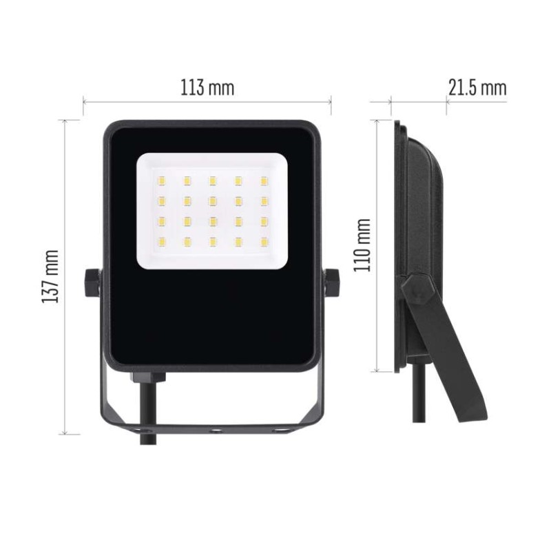 LED reflektor VISIO, 20 W, černý, neutrální bílá