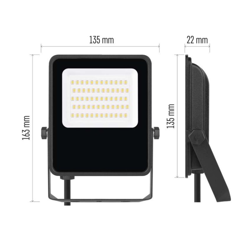 LED reflektor VISIO, 30 W, černý, neutrální bílá