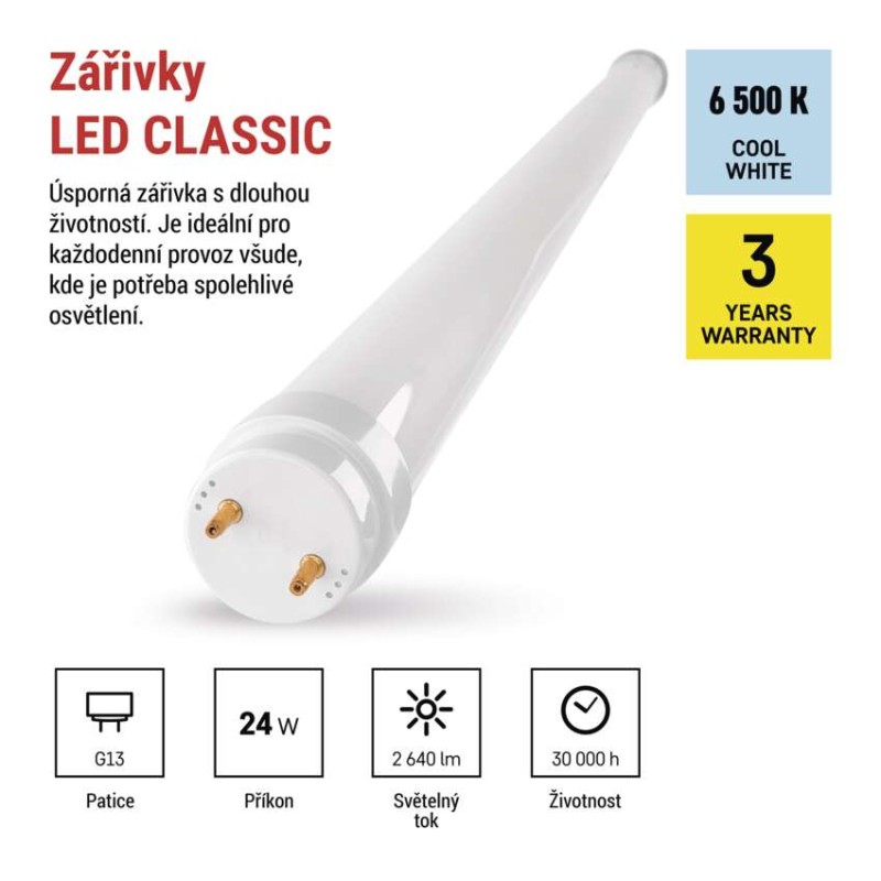 LED zářivka T8 24 W 150 cm studená bílá