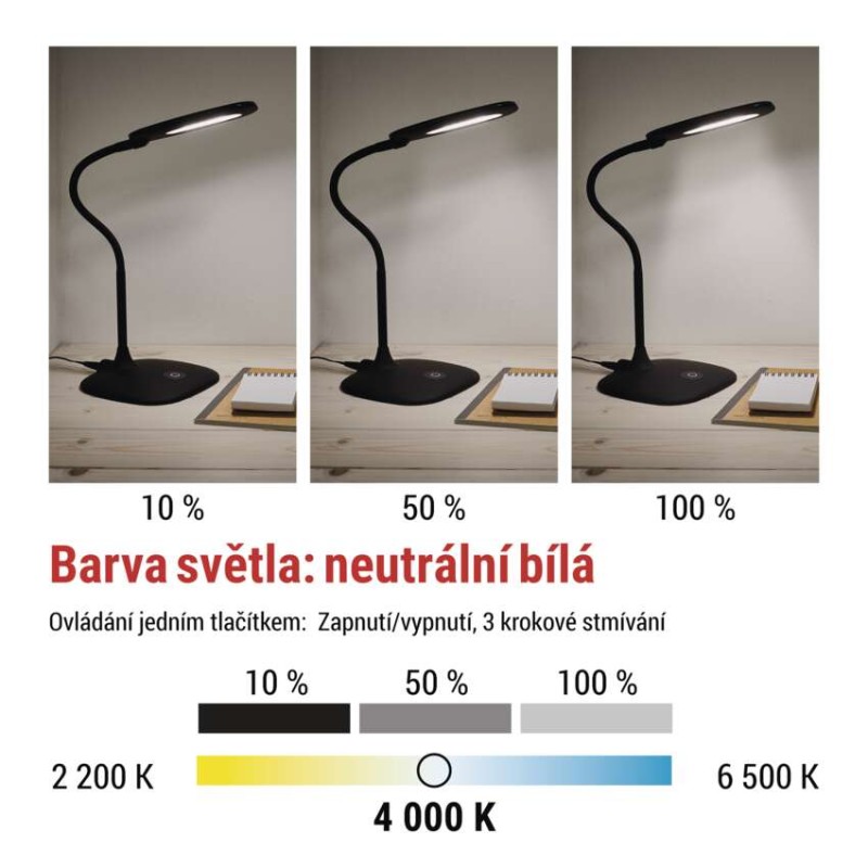 LED stolní lampa STELLA, černá