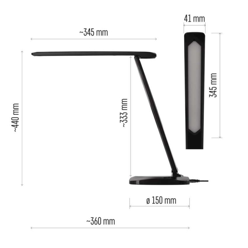 LED stolní lampa CHASE, černá