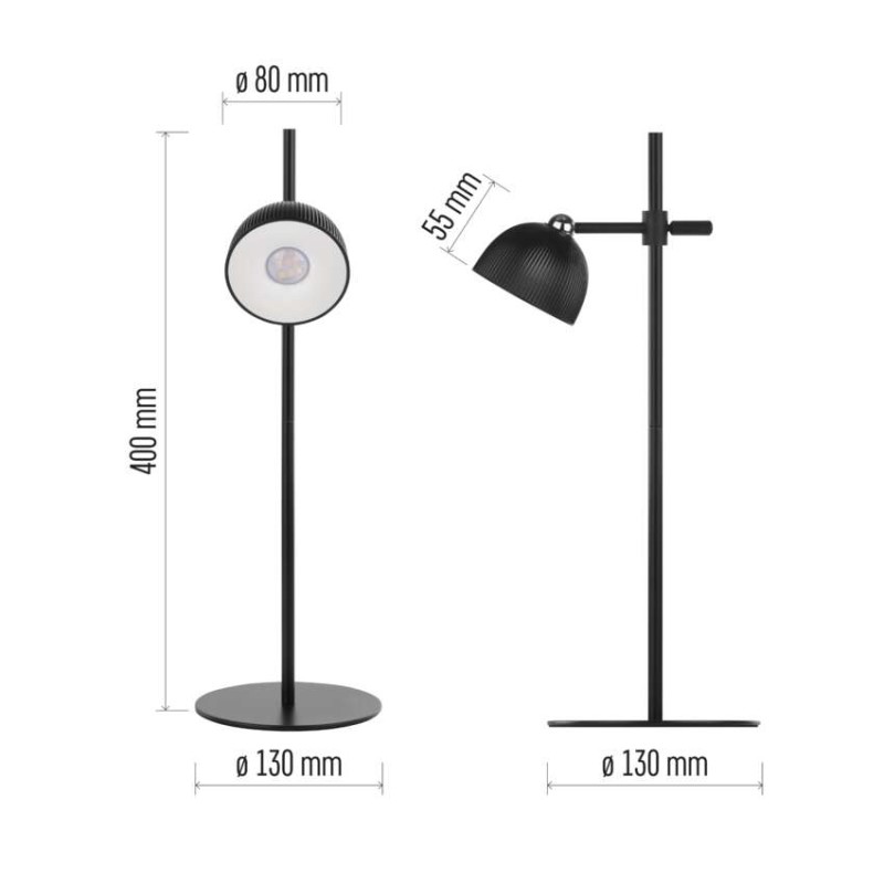 LED stolní lampa SOPHIE, nabíjecí, černá