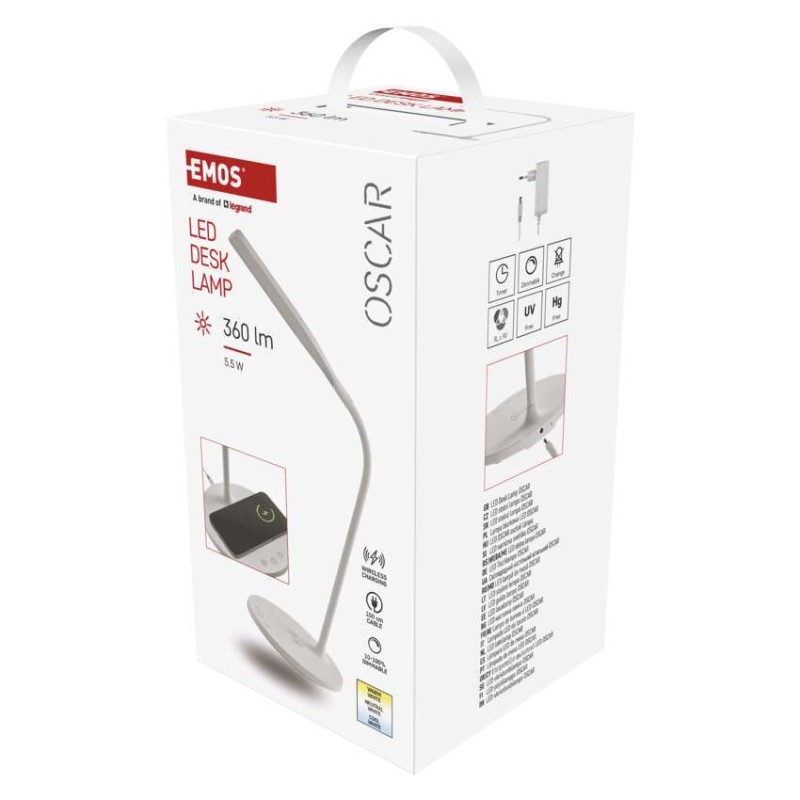 LED stolní lampa OSCAR, bílá