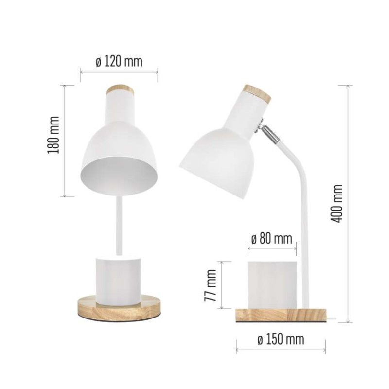 Stolní lampa POPPY na žárovku E27, bílá