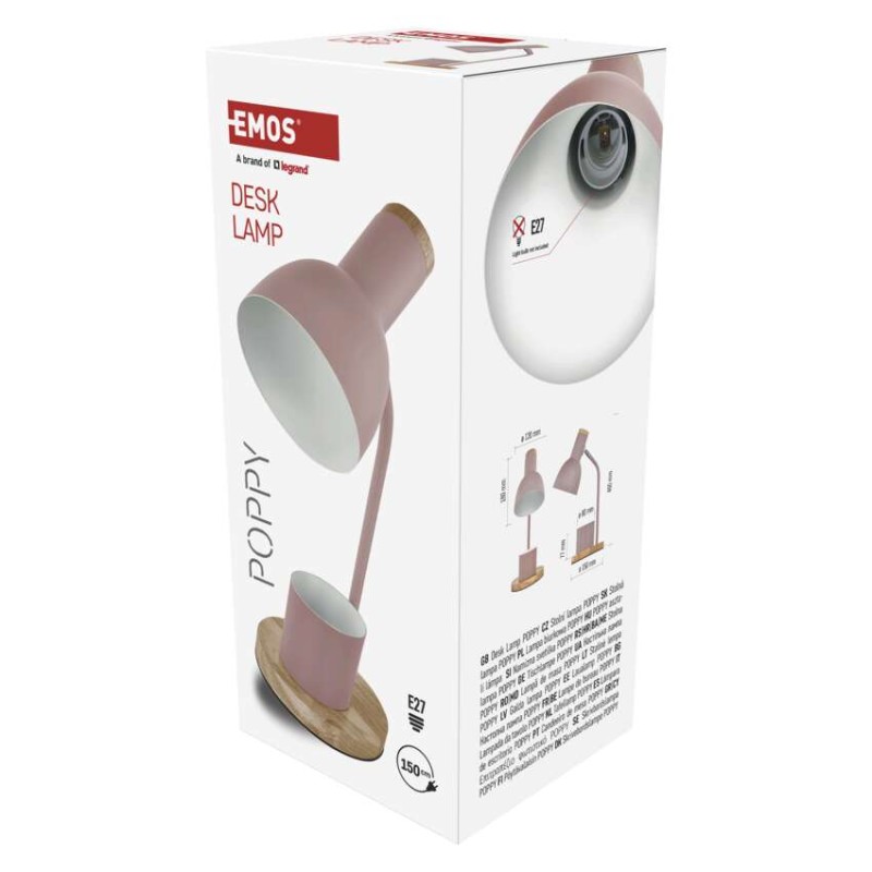 Stolní lampa POPPY na žárovku E27, růžová