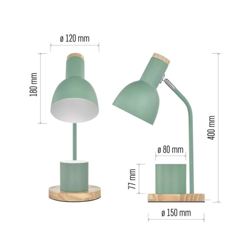 Stolní lampa POPPY na žárovku E27, zelená