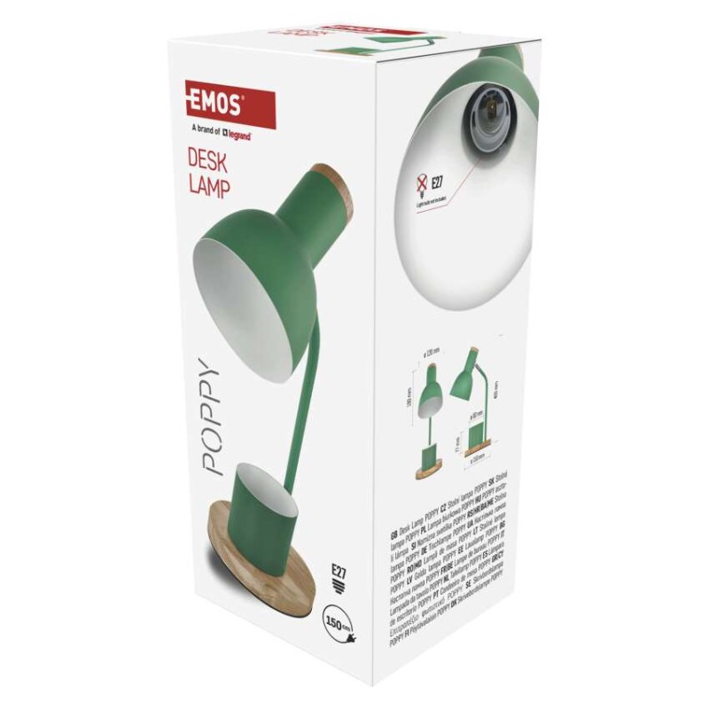 Stolní lampa POPPY na žárovku E27, zelená