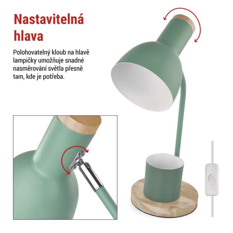 Stolní lampa POPPY na žárovku E27, zelená