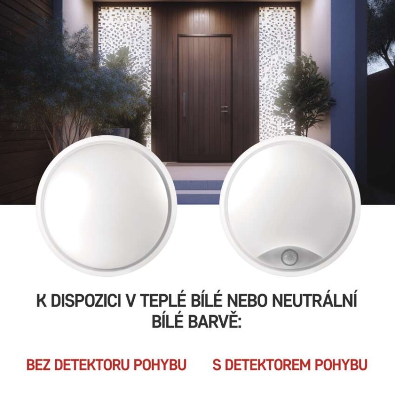 LED přisazené svítidlo ZURI s pohyb. čidl., kruhové č/b 14W n.b.