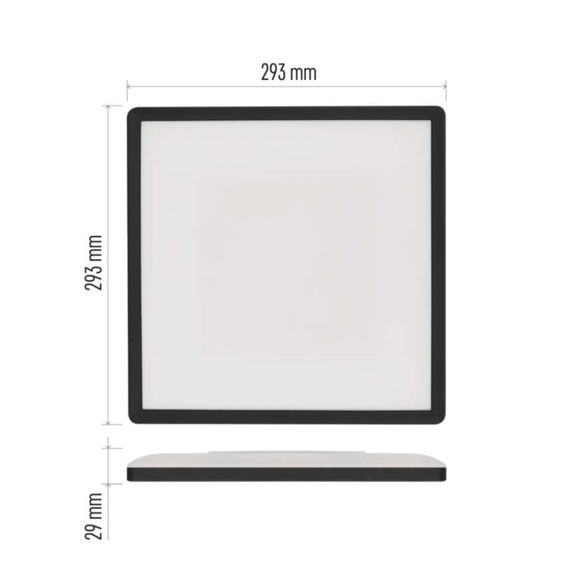 LED přisazené svítidlo FLORI čtvercové, černé, 18W, neutrální bílá