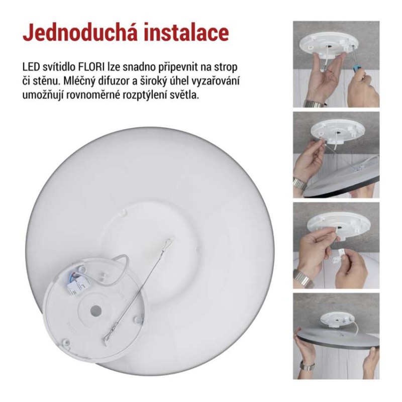 LED přisazené svítidlo FLORI kruhové, černé, 22W, neutrální bílá