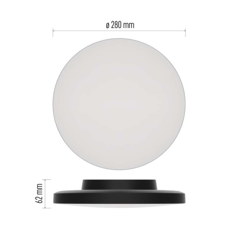 LED přisazené svítidlo DIONI kruhové, černé, 15W, se změnou CCT