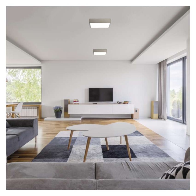 LED přisazené svítidlo NEXXO, čtvercové, stříbrné, 21W, se změnou CCT
