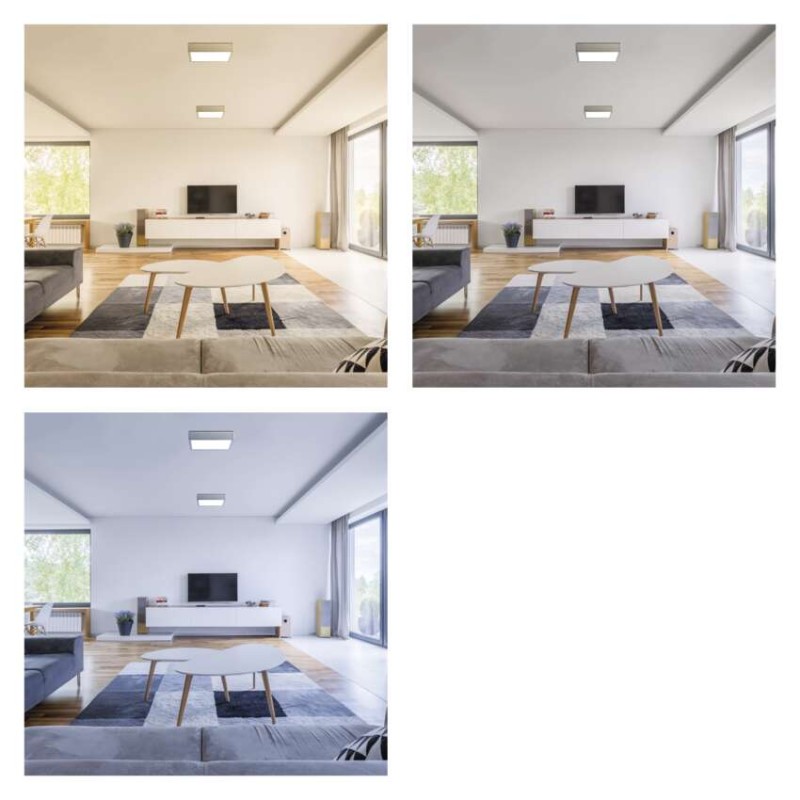 LED přisazené svítidlo NEXXO, čtvercové, stříbrné, 21W, se změnou CCT