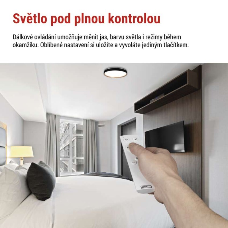 LED přisazené svítidlo ILVI, kruhové 30W, stmívání+CCT, černá+dřevo