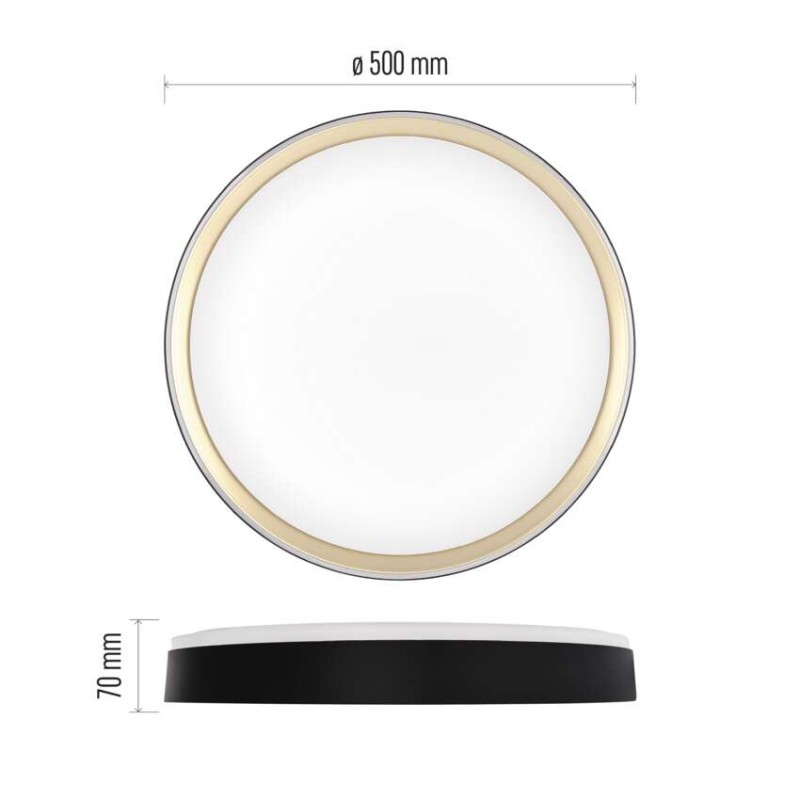 LED přisazené svítidlo ILVI, kruhové 45W, stmívání+CCT, černá+champagne