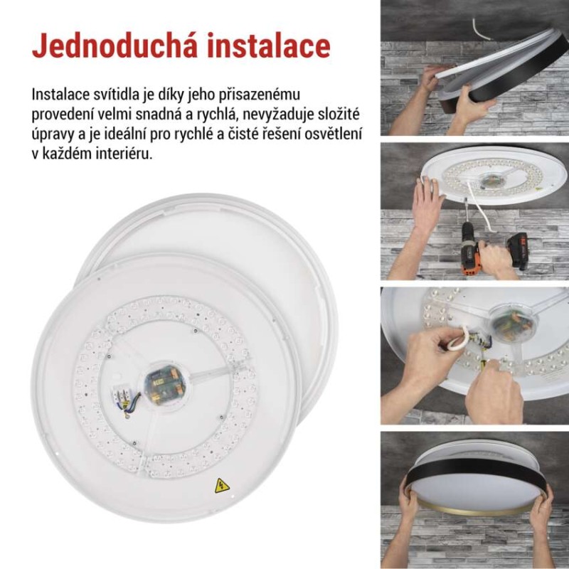 LED přisazené svítidlo ILVI, kruhové 45W, stmívání+CCT, černá+champagne