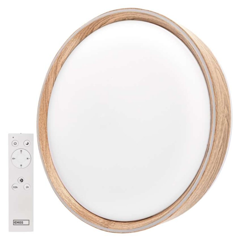 LED přisazené svítidlo ILVI, kruhové 30W, stmívání+CCT, dřevo