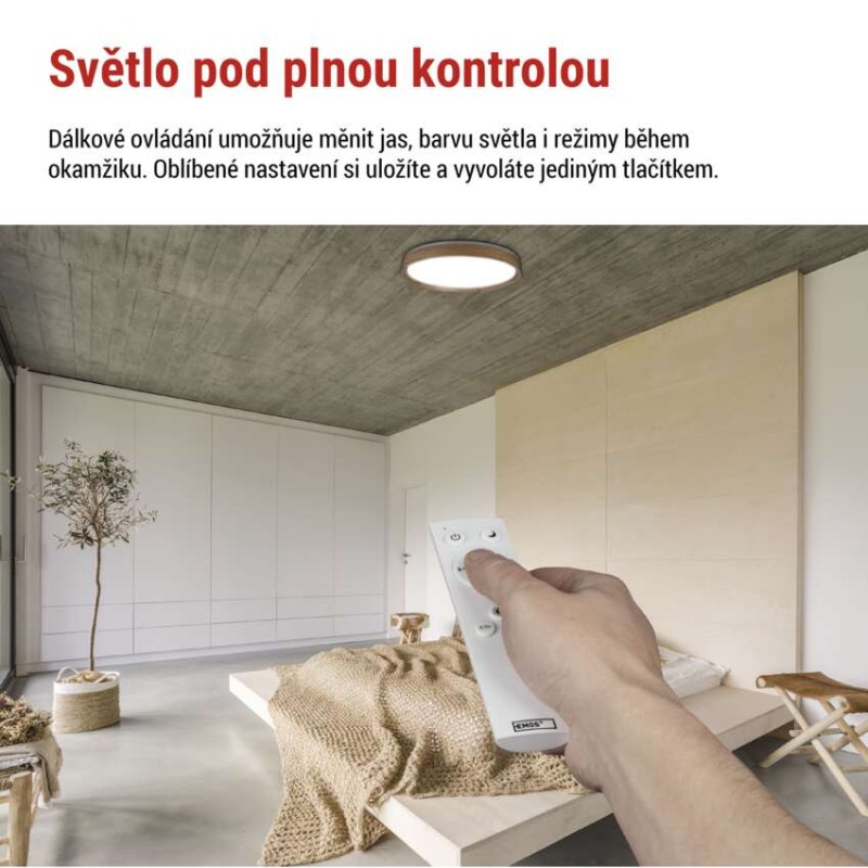 LED přisazené svítidlo ILVI, kruhové 45W, stmívání+CCT, dřevo