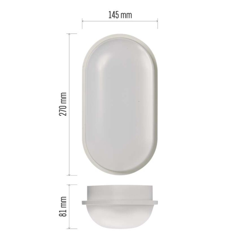 LED přisazené svítidlo QARI, oválné bílé 20W neutrální bílá, IP65
