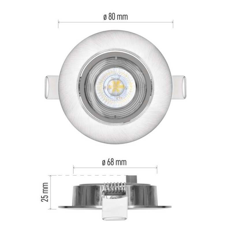 LED bodové svítidlo SIMMI stříbrné, kruh 5W neutr. bílá