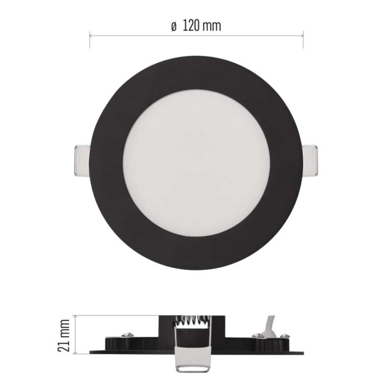 LED vestavné svítidlo NEXXO, kruhové, černé, 7W, se změnou CCT