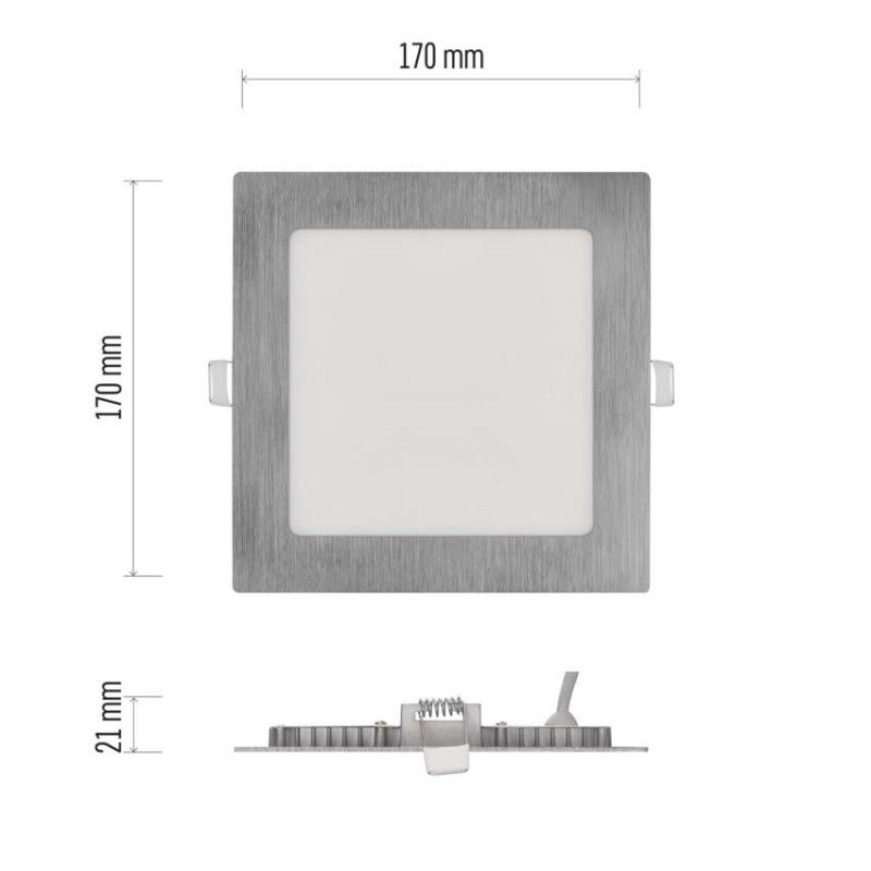 LED vestavné svítidlo NEXXO, čtvercové, stříbrné, 12,5W, se změnou CCT
