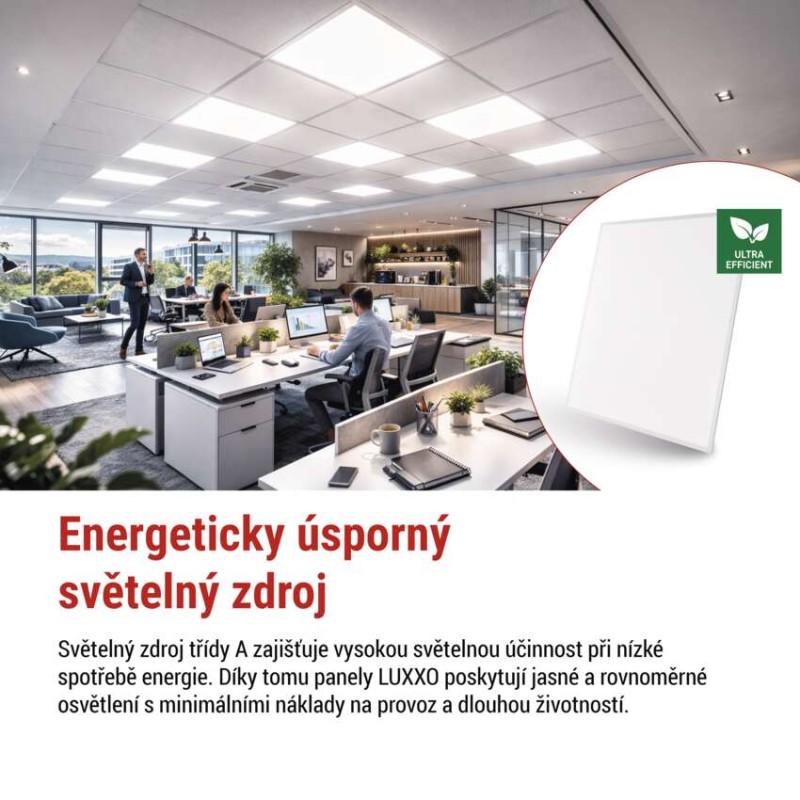 LED panel LUXXO backlit 60×60, čtvercový vestavný bílý, 22W neutr. b. UGR