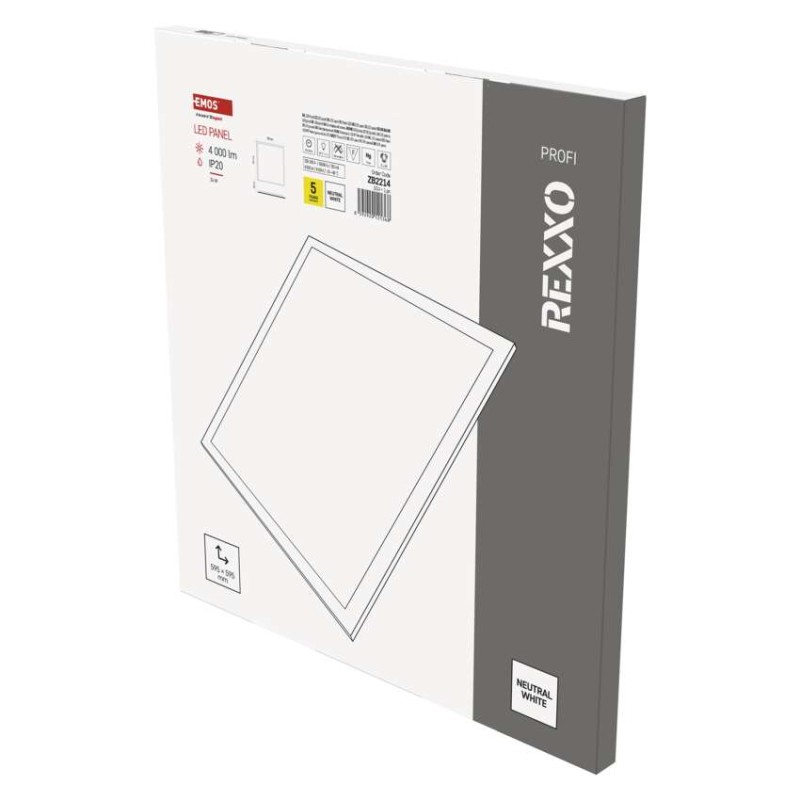LED panel REXXO backlit 60×60, čtvercový vestavný bílý, 36W neutr. b.
