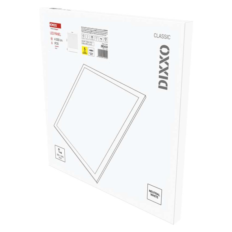 LED panel DIXXO backlit 60×60, čtvercový vestavný bílý, 36W neutr. b.