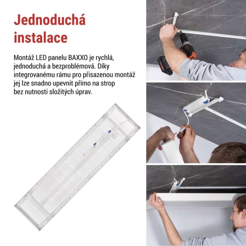LED panel BAXXO 30×120, obdélníkový přisazený bílý, 36W, neutrální bílá UGR